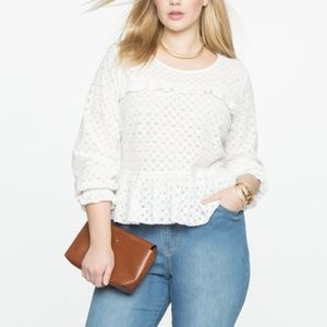 Eloquii White Lace Long Sleeve Blouse